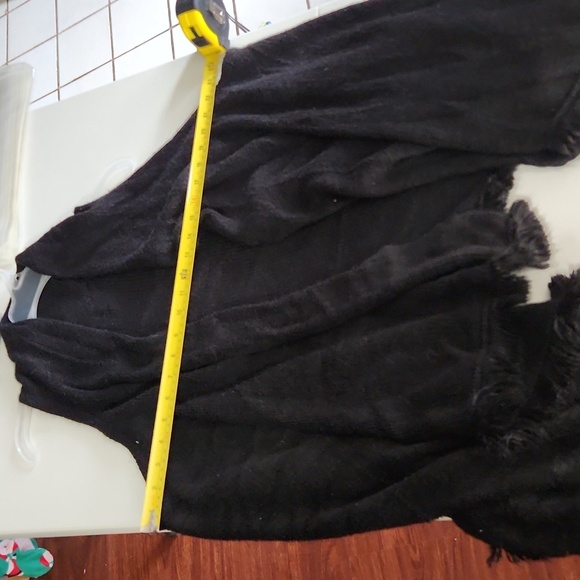 West Loop Vest Cardigan Open Front Sweater Black One Size Fringe Whimsigoth - Picture 9 of 10